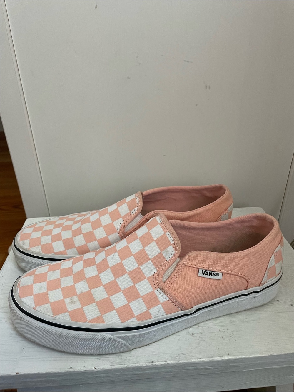 Vans Women’s Classic Slip-On Checkerboard Sneakers - Pink/White